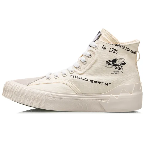 LINING CF Skateboard Shoes Women's High-Top Swan White