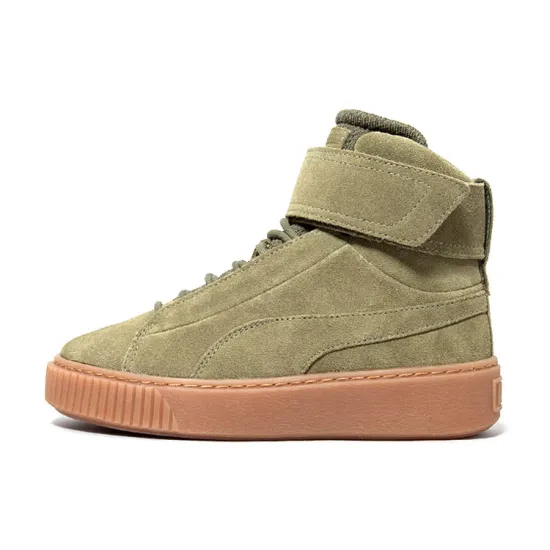 Puma Platform Skateboarding Shoes Women's High-top Green