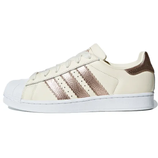 Adidas Originals Superstar Series Skateboarding Shoes Women's Low-top White/copper Gold
