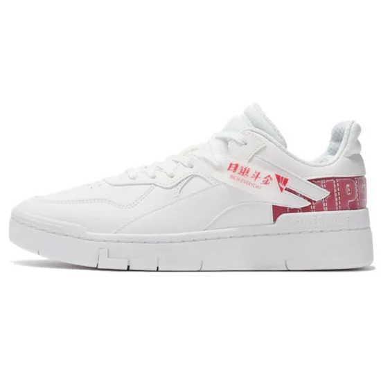 LINING Wave Skateboard Shoes Men Low-Top Snow White Vermilion