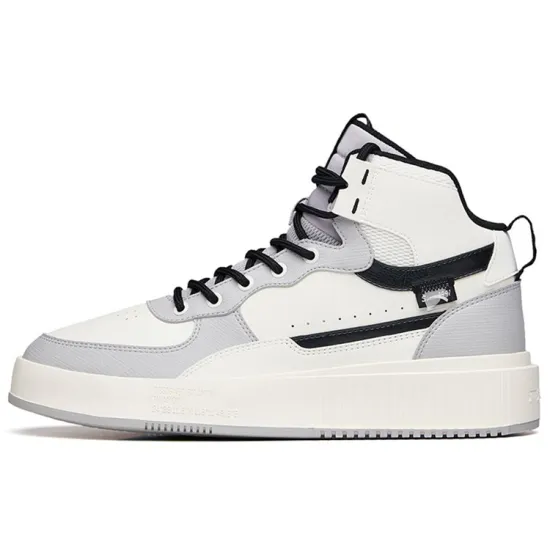 Anta Anti Slip Wear Resistant High Top Skateboard Shoes White Gray