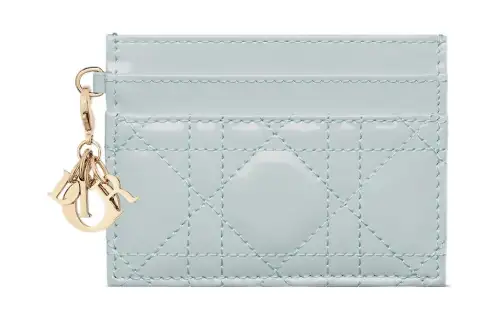 DIOR Lady Dior Patent Leather Calfskin Wallet Card Holder Card Holder Women's Blue