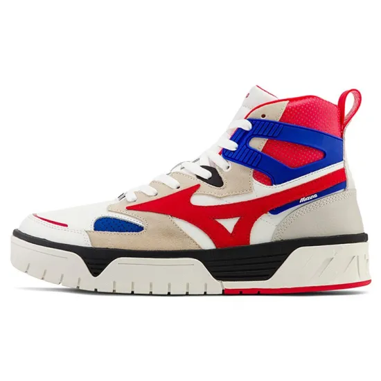 Mizuno Court Skateboard Shoes Unisex High-Top White Red Blue