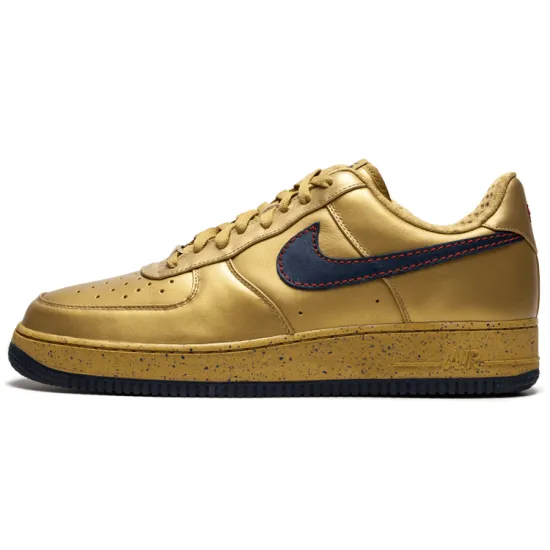 Nike Air Force 1 Skateboarding Shoes Men Low-top Gold/Blue