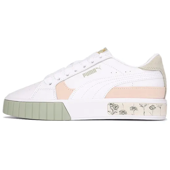 Puma Cali Star Skateboarding Shoes Women's Low-top Puma White/gray-green/eggnog