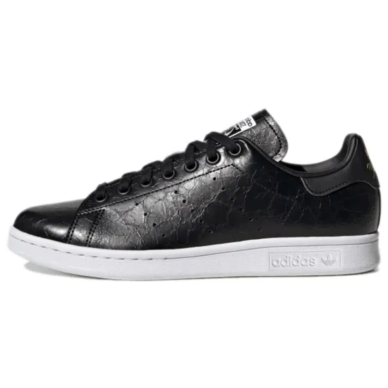 Adidas Originals Stan Smith Cracked Leather Black Gold Women's