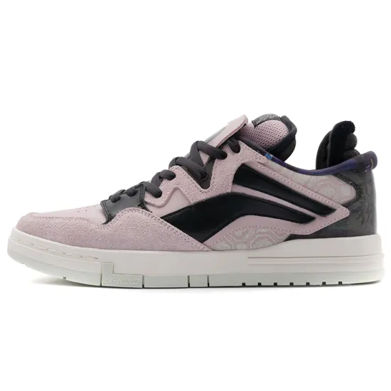 LiNing Wave Skateboard Shoes Women's Low-Top Black Pink
