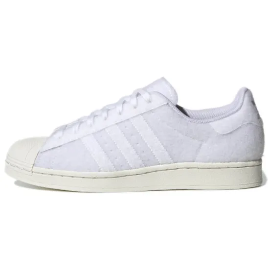 Adidas Originals Superstar Series Skateboard Shoes Unisex Low-top Bright White/beige/sci-fi Blue
