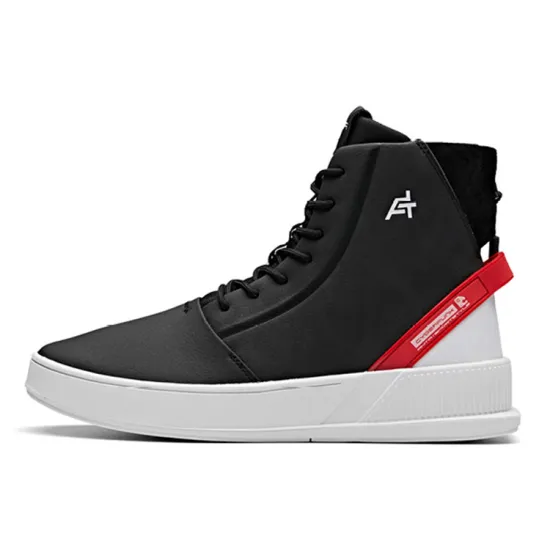ANTA Skateboard Shoes Men High-Top Black ANTA White/University Red