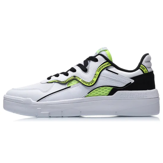 LINING Wave Skateboard Shoes Men Low-Top White Black/Yellow