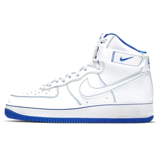 Nike Air Force 1 High White Royal Blue Contrast Stitch