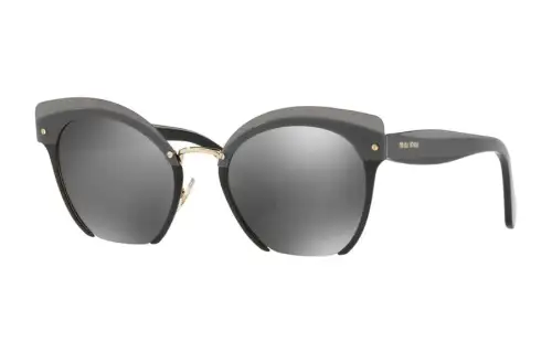 MIU MIU Acetate Metal Oval Sunglasses Women's Black