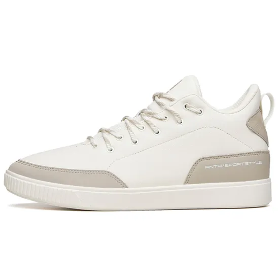 ANTA Skateboard Shoes Men Low-Top Ivory White/Second Grey