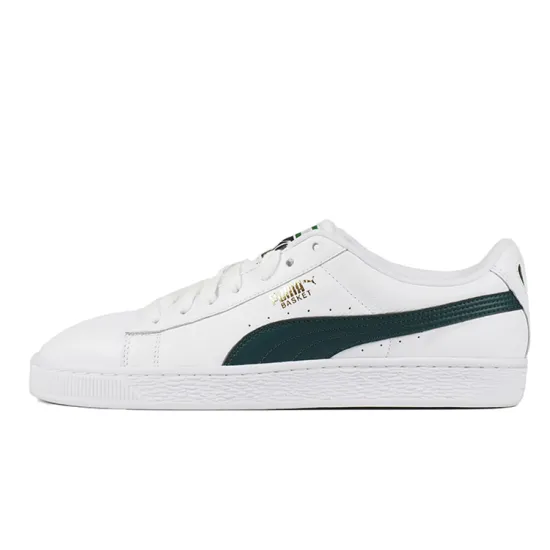 Puma Basket Skateboarding Shoes Men Low-top White/Green