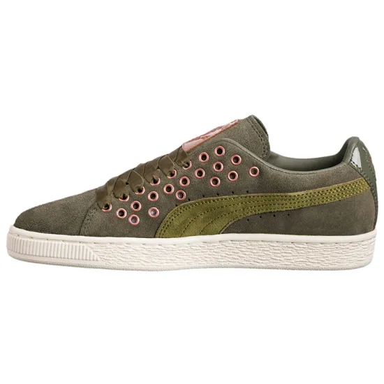PUMA Suede Skateboarding Shoes Women's Low-top Green