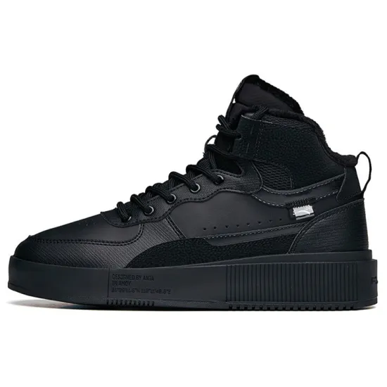 ANTA Life Collection Skateboard Shoes Women's High-Top Black