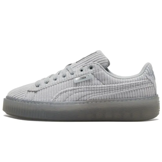 Puma Basket Skateboarding Shoes Women's Low-top Gray