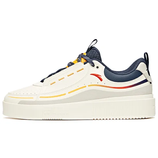 ANTA Life Collection Skateboard Shoes Men Low-Top Ivory White/Ink Blue/Light Gray