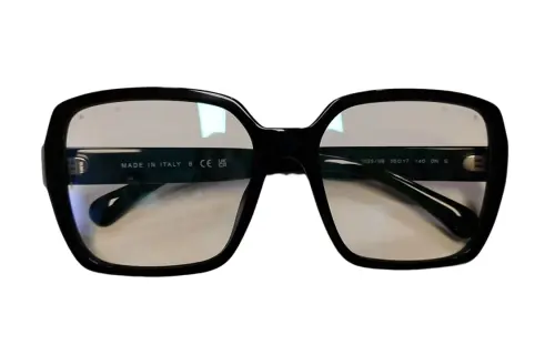 CHANEL Plate Frame Irregular Shape Sunglasses Women's Black