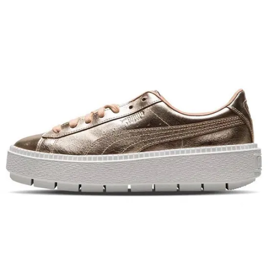 PUMA Platform Trace Skateboarding Shoes Women's Low-top Gold