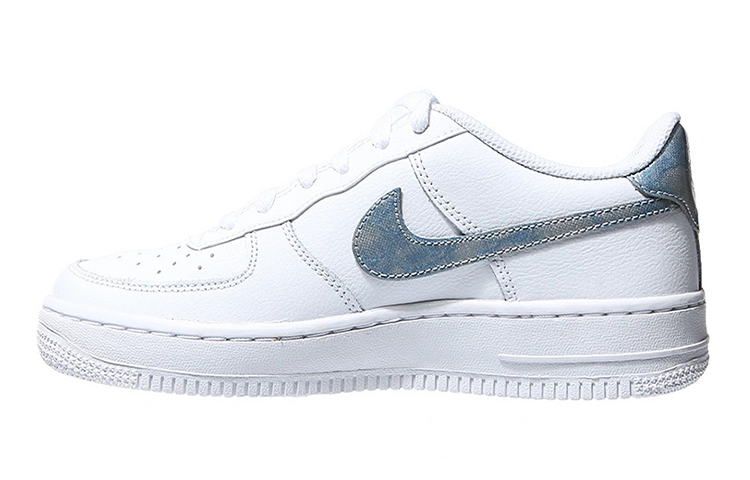 Nike Air Force 1 Low Trainers in White Blue GS