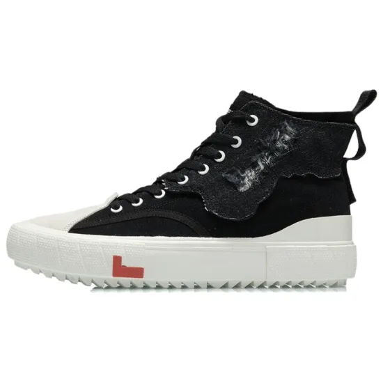 LINING CF Skateboard Shoes Men High-Top Black/Mist White