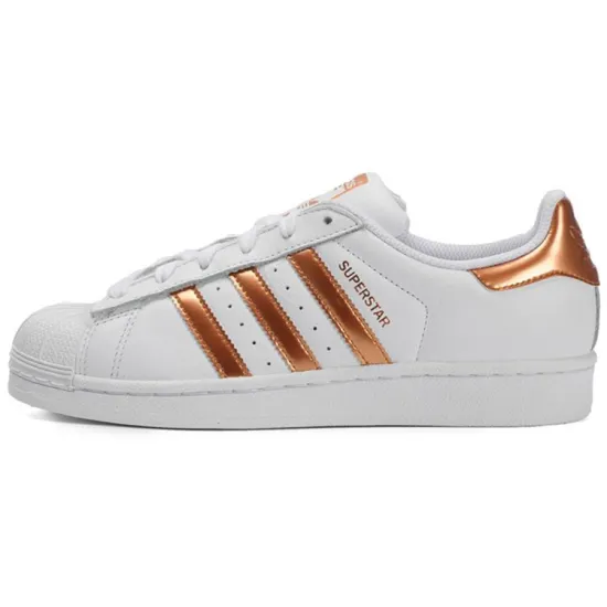 Adidas Originals Superstar Series Skateboard Shoes Women's Low-top White/Gold