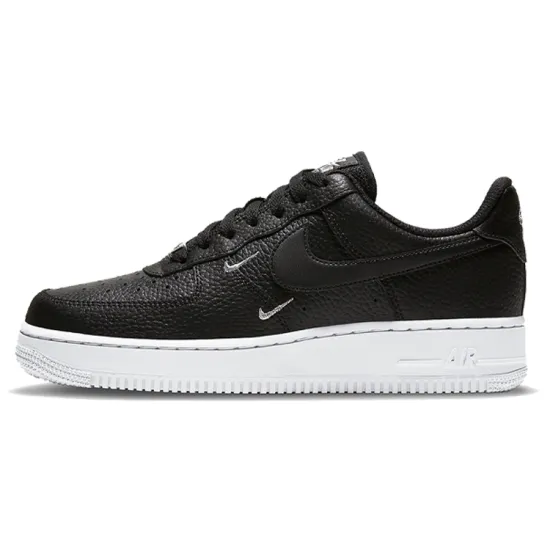 Nike Air Force 1 Low '07 Essential Black White Silver Mini Swoosh Women's