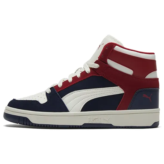 Puma REBOUND Series Skateboarding Shoes Unisex High-top Navy / White / Red / Black