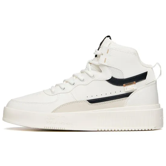ANTA Life Collection Skateboard Shoes Men High-Top Ivory White