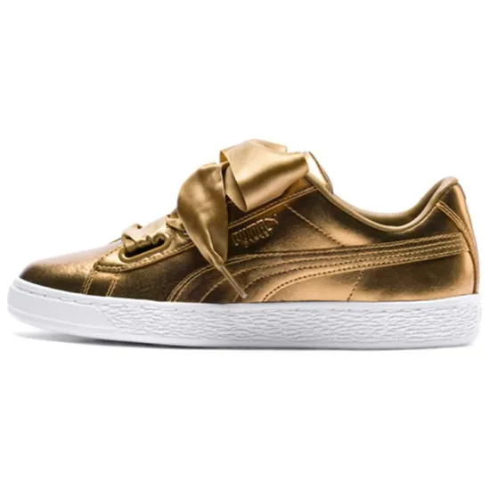 PUMA Basket Skateboarding Shoes Women's Low-top Gold