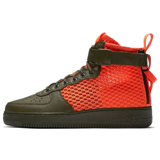 Nike Sf Air Force 1 Mid Cargo Khaki Total Crimson