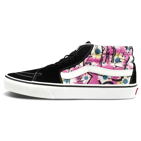 Vans SK8 Skateboarding Shoes Unisex Mid-top Black/Pink/White