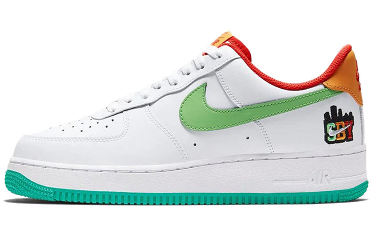 Unisex Nike Air Force 1 Low Skate shoes White/Green/Orange/Teal