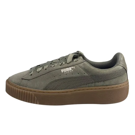 Puma Suede Skateboarding Shoes Women's Low-top Silk Green Brown