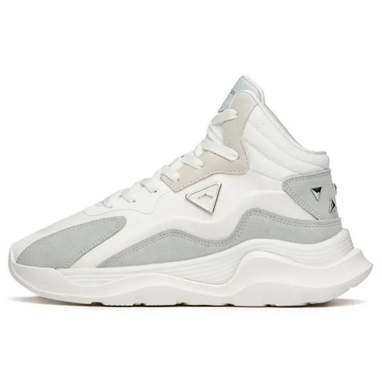 Anta Life Collection Anti-Slip Wear-Resistant Mid-Top Skateboard Shoes Women's White Green