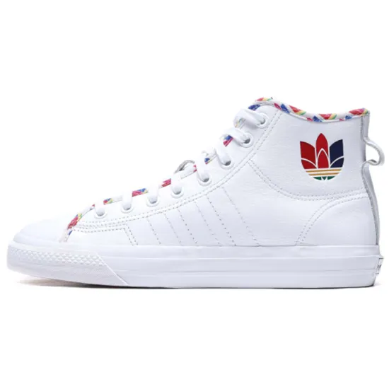 Adidas Originals NIZZA Series Skateboard Shoes Unisex High-top White/Multicolor