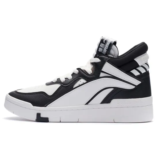 LINING Wave Skateboard Shoes Women's Mid-Top Snow White Black