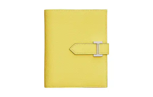 HERMES Bearn Mysore Goat Skin Wallet Women's 0Y Limoncello Lemon Yellow