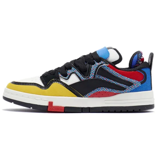 LiNing Wave Skateboard Shoes Women's Low-Top Black/Li-Ning Red/Banana Yellow