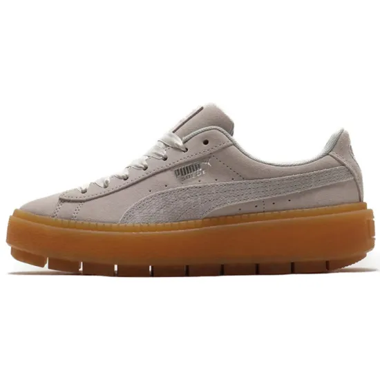PUMA Platform Trace Emboss Skateboarding Shoes Women's Low-top Gray/Brown