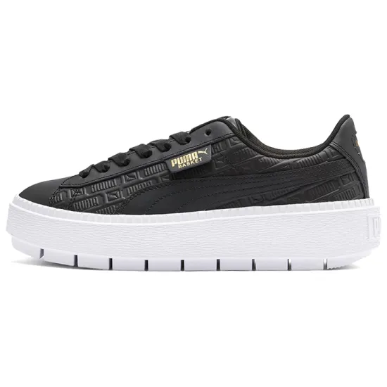 Puma Platform Trace Skateboarding Shoes Women's Low-top Black/white