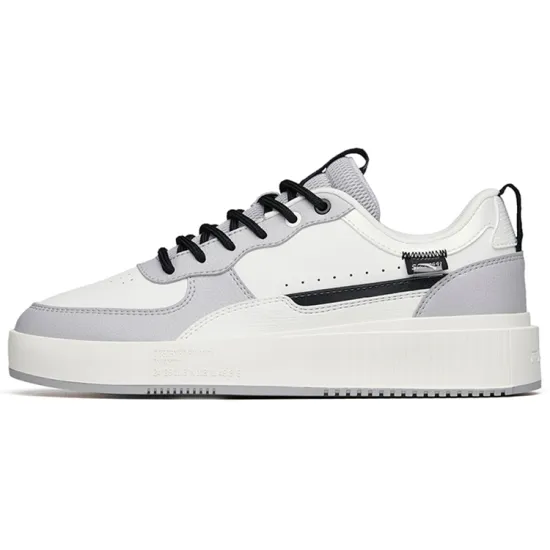 ANTA Life Collection Skateboard Shoes Men Low-Top Ivory White/Cloudy Grey