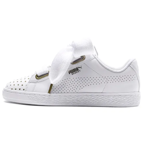 PUMA Basket Heart Ath Lux Skateboarding Shoes Women's Low-top White