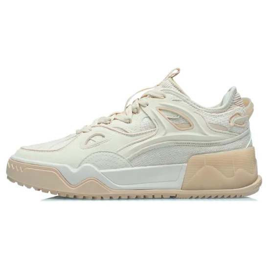 LINING CF Skateboard Shoes Women's Low-Top Light Gray Pink/Sandalwood Beige