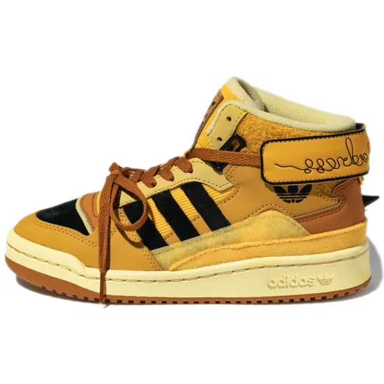 Melting Sadness X Adidas Originals FORUM Skateboard Shoes Unisex Mid-top Earthy Yellow/bright Yellow/black/beige/dark Brown