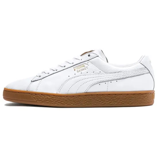 Puma Basket Skateboarding Shoes Men Low-top White/Gold
