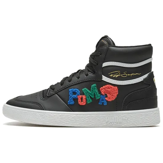 PUMA Ralph Sampson Skateboarding Shoes Unisex High-top White/Black/Gold