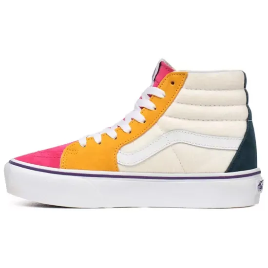 Vans SK8 Skateboarding Shoes Women's High-top White/yellow/red