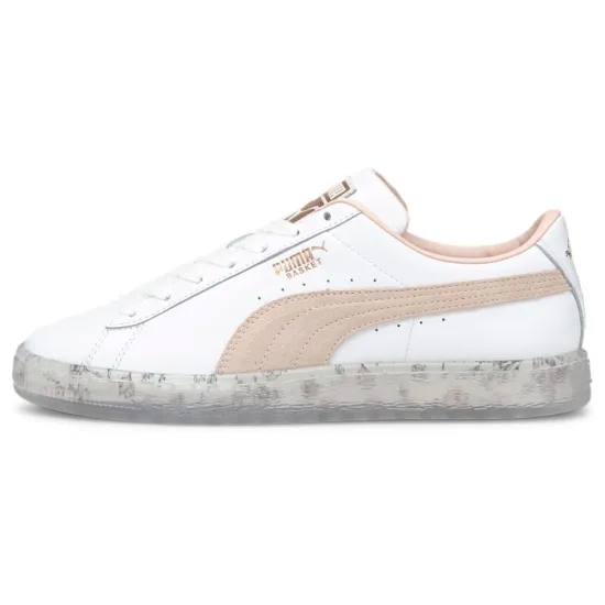 PUMA Basket Skateboarding Shoes Women's Low-top White/powder